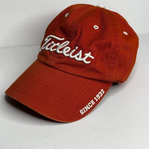 Titleist Hat Cap Strap Back Mens One Size Orange Golf Embroidered Since 1932 - Picture 1 of 7